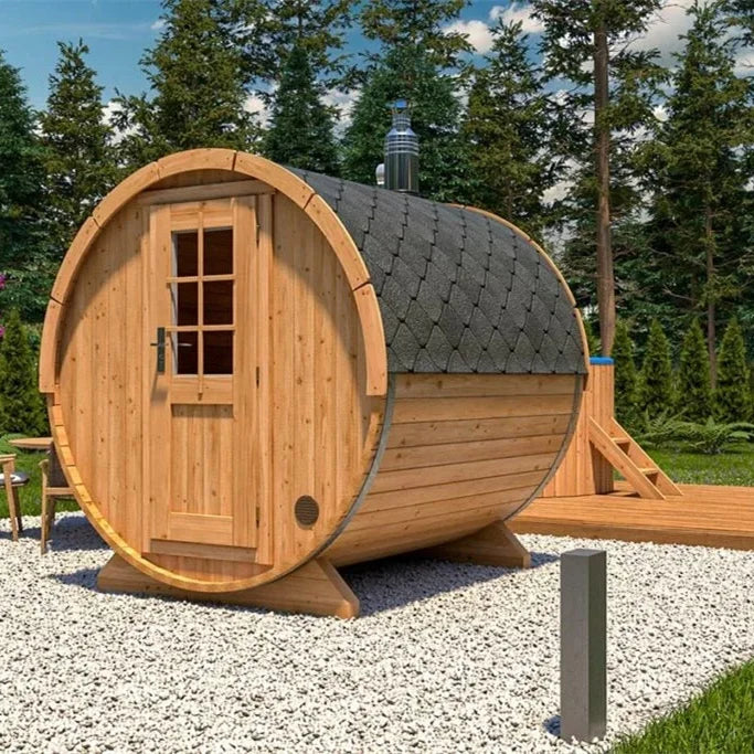 4 Person Outdoor Wood Barrel Sauna Room