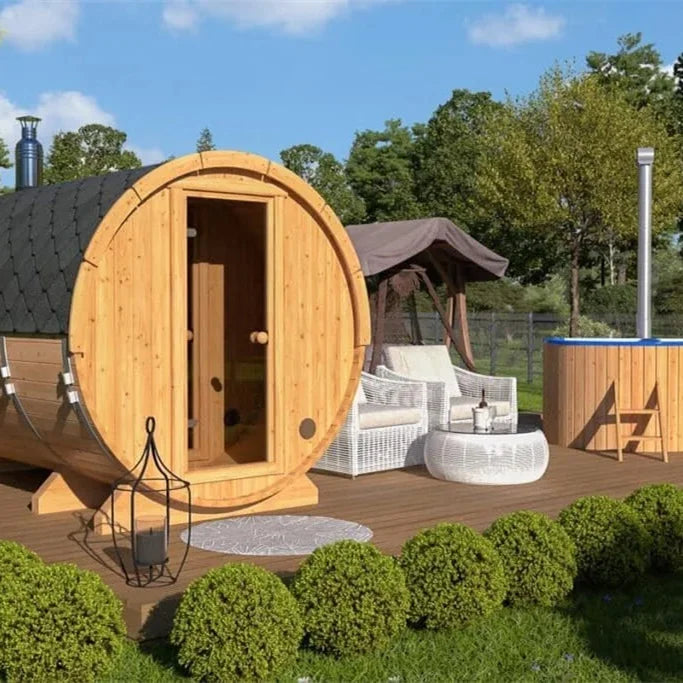 4 Person Outdoor Wood Barrel Sauna Room